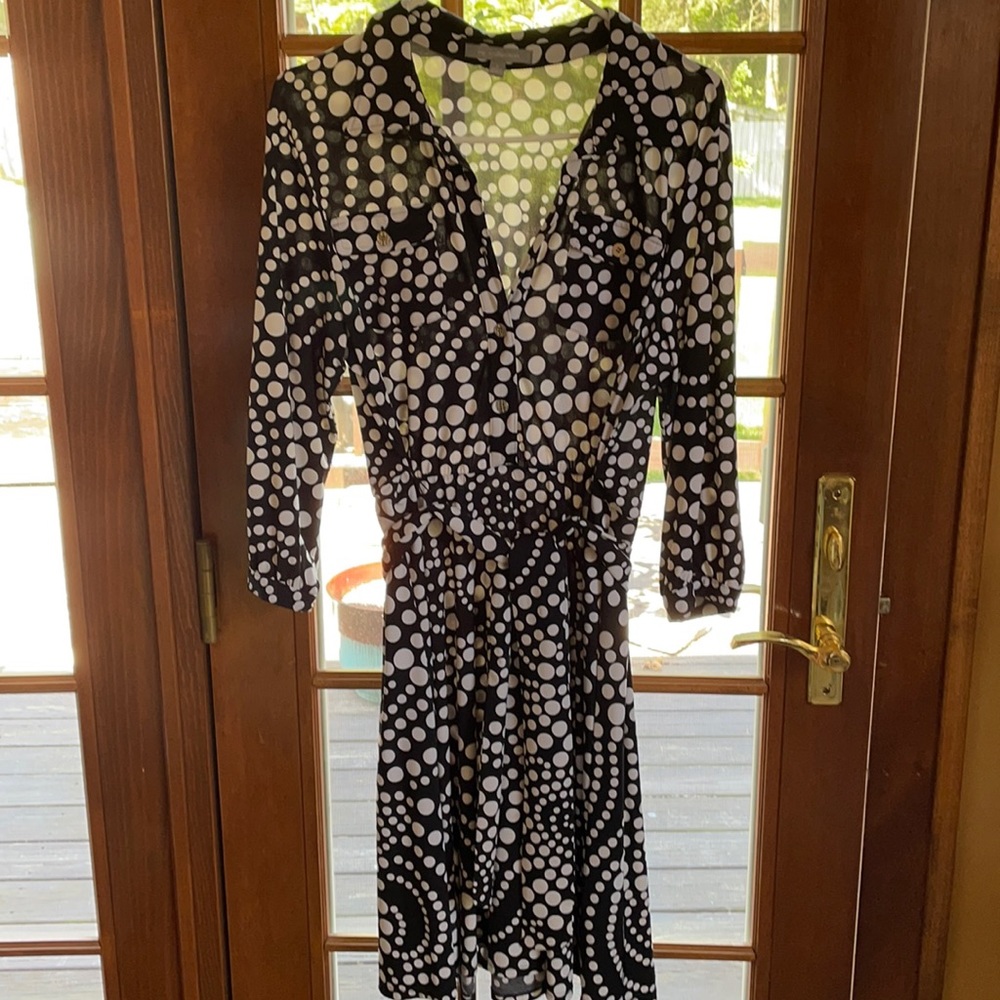 NY collection long sleeve black/white dress sz L